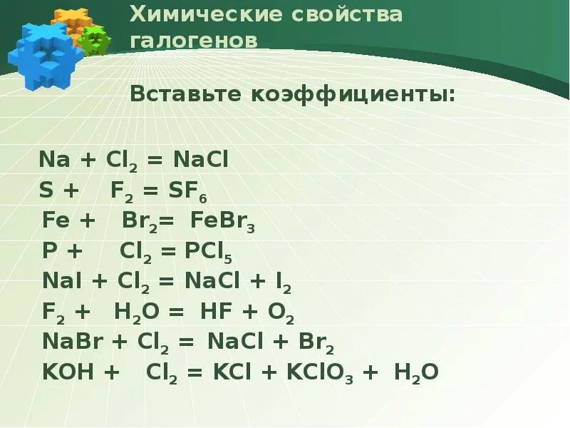 S nacl реакция