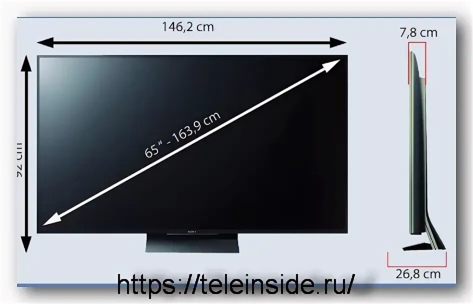 Размер телевизора 45