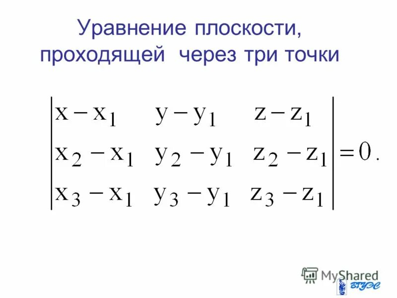определить уравнение плоскости проходящей через прямые