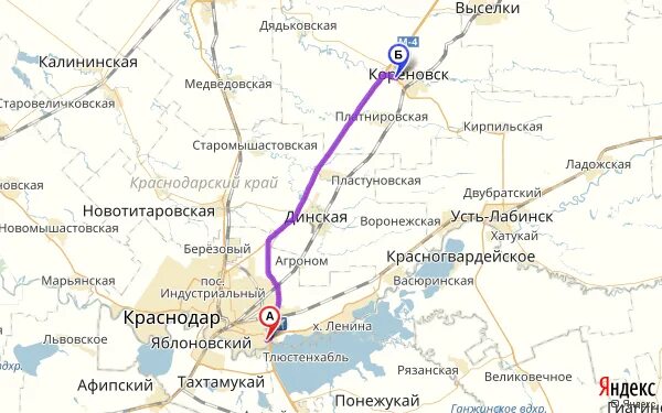 Выселки Краснодарский край на карте Краснодарского края.