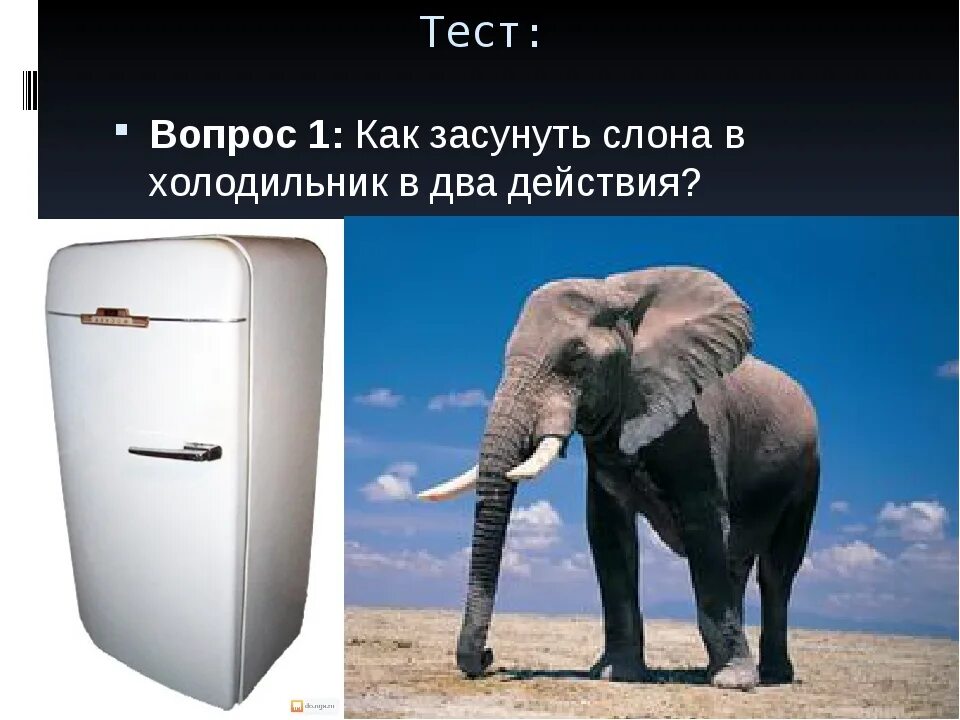 Как засунуть слона в холодильник. Загадка как засунуть слона. Загадка про слона в холодильнике. Загадка про слона в холодильнике. Засунуть слона в холодильник.