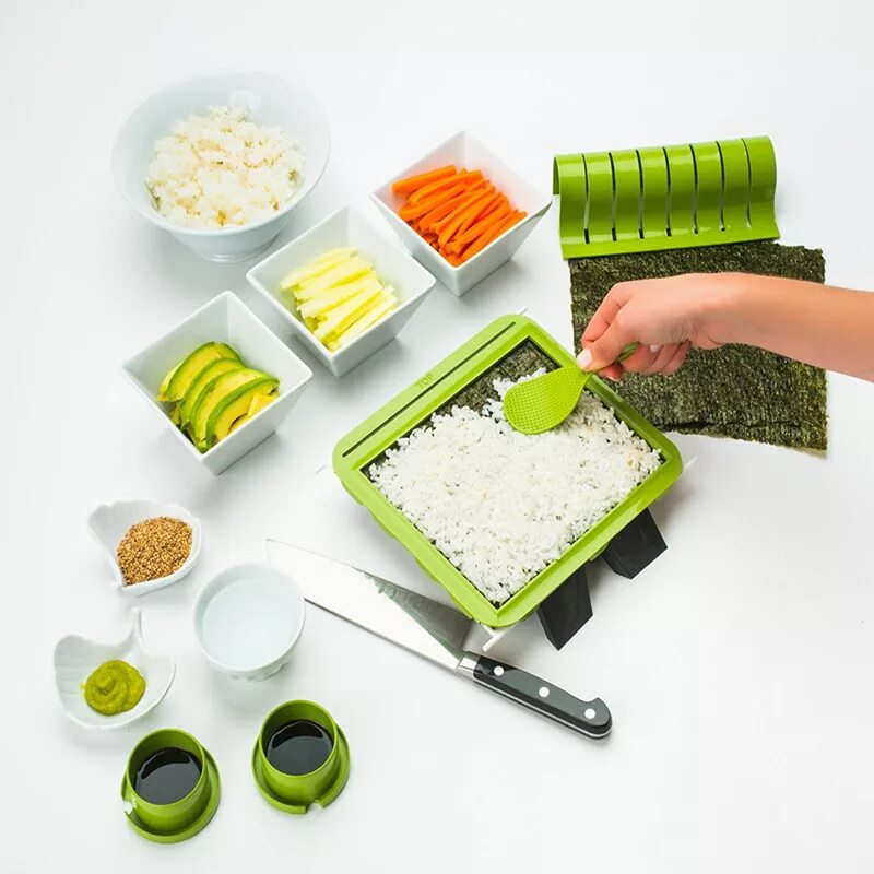 Гаджет для роллов. Набор для приготовления роллов sushiquik. набор для делки суши. easy sushi набор для приготовления суши и роллов. необычные кухонные принадлежности.