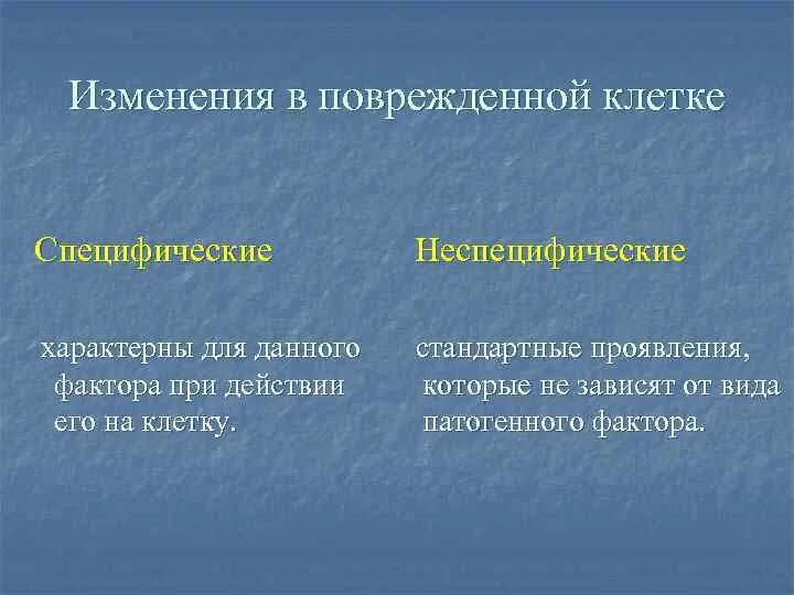 Специфические повреждения клетки. Специфические проявления повреждения клетки. Специфические и неспецифические повреждения клеток. Специфические и неспецифические проявления повреждения клетки.