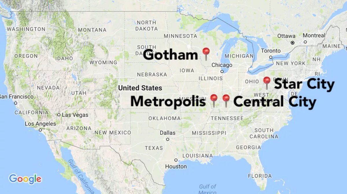Где находится город без. Готэм город в США на карте. Старлинг Сити на карте. Карта Готэма и Метрополиса. Готэм Сити на карте США.