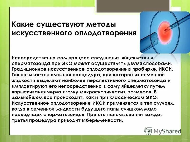 Методы искусственного оплодотворения. Презентация на тему экстракорпоральное оплодотворение. Методика экстракорпорального оплодотворения. Методы искусственной инсеминации..