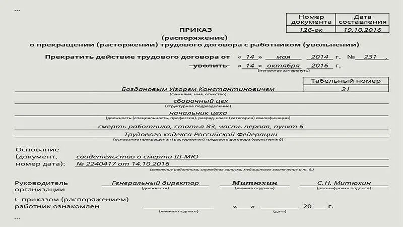 Как оформлять смерть родственника. Приказ об увольнении сотрудника в связи со смертью. Пример приказа об увольнении в связи со смертью работника. Образец приказа об увольнении по смерти работника. Приказ об увольнении смерть работника образец.