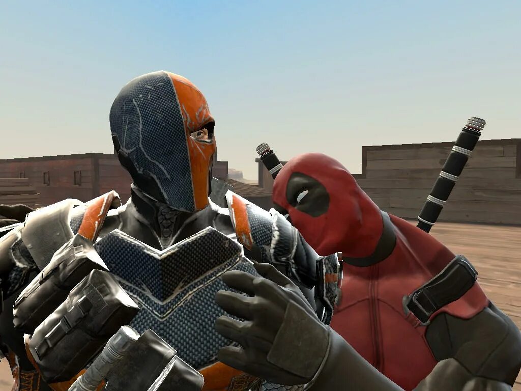 Deadpool и Deathstroke. Дэдпул ультимейт. Гаррис мод дарк РП. Garry s mod skins