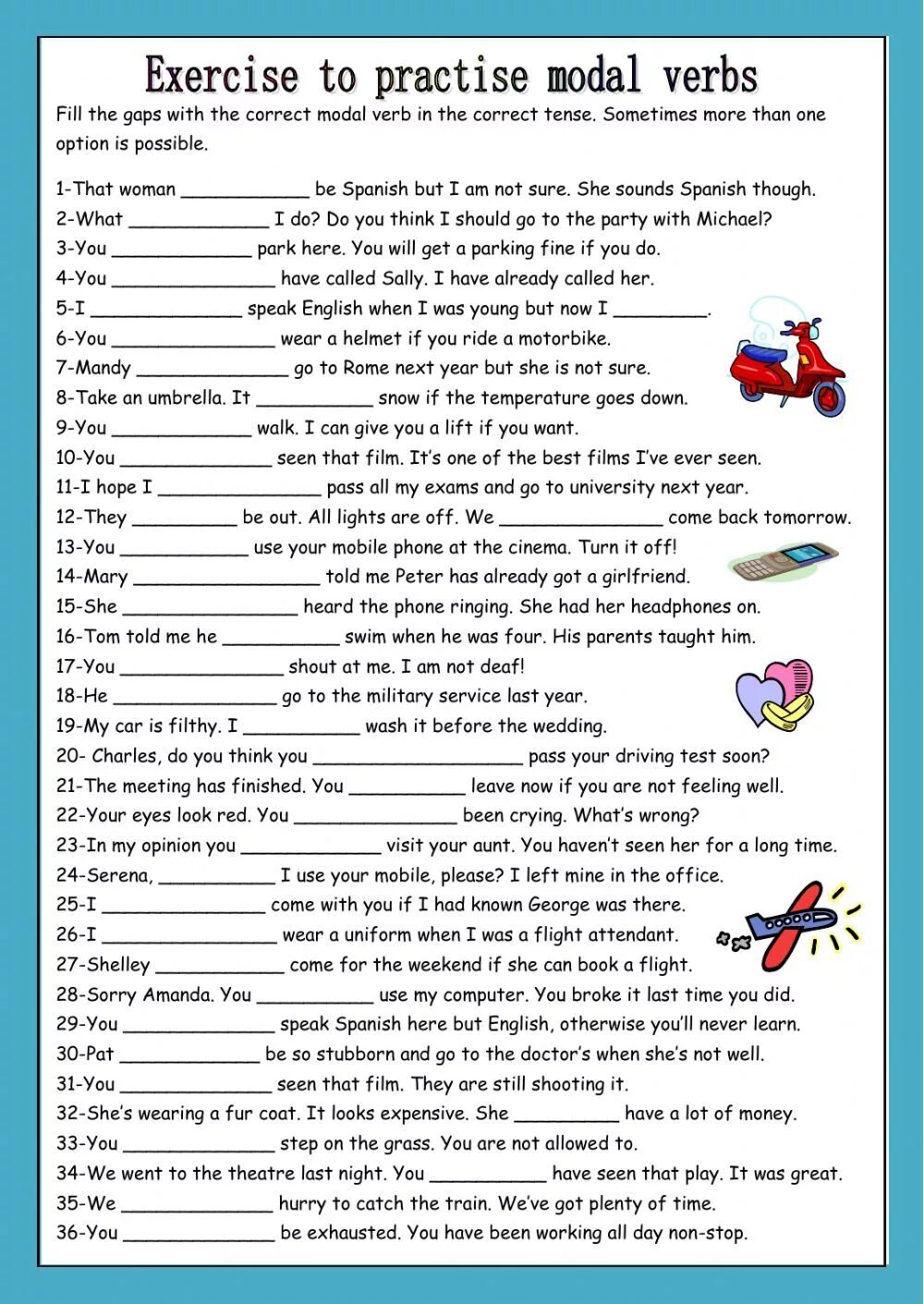 Fill in may might could