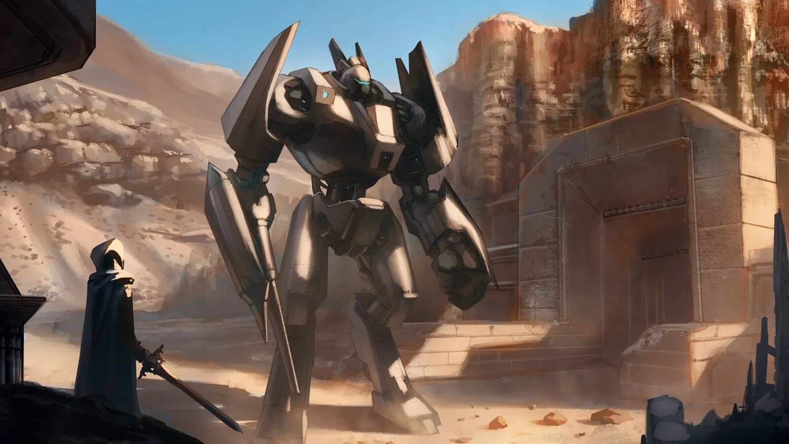 Открытый мир роботом. Робот в пустыне. Огромный робот в пустыне. Огромные роботы пустыня арт. Робот "воин".