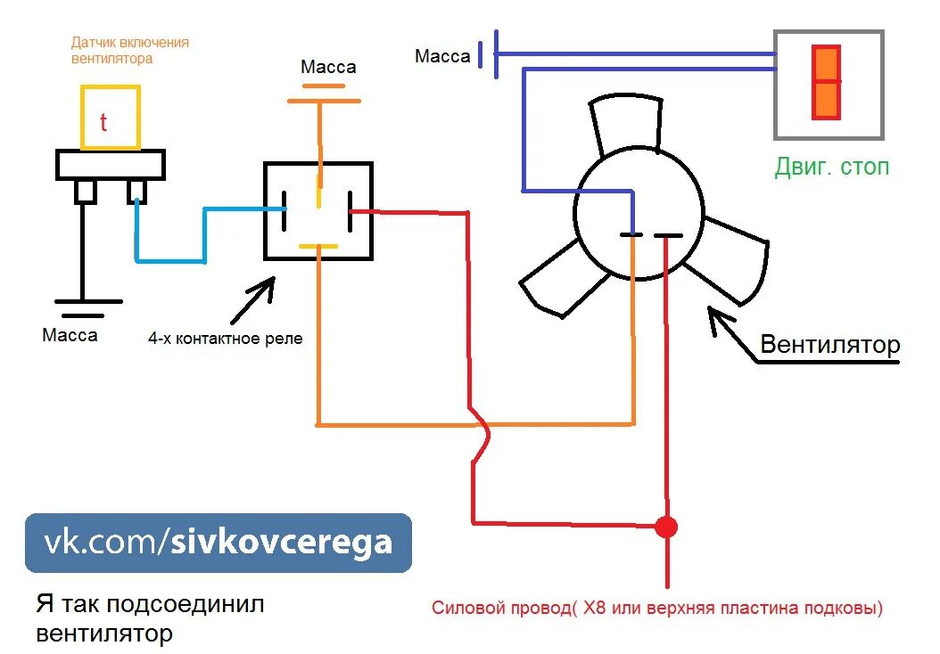 Схема подключения вентилятора через датчик