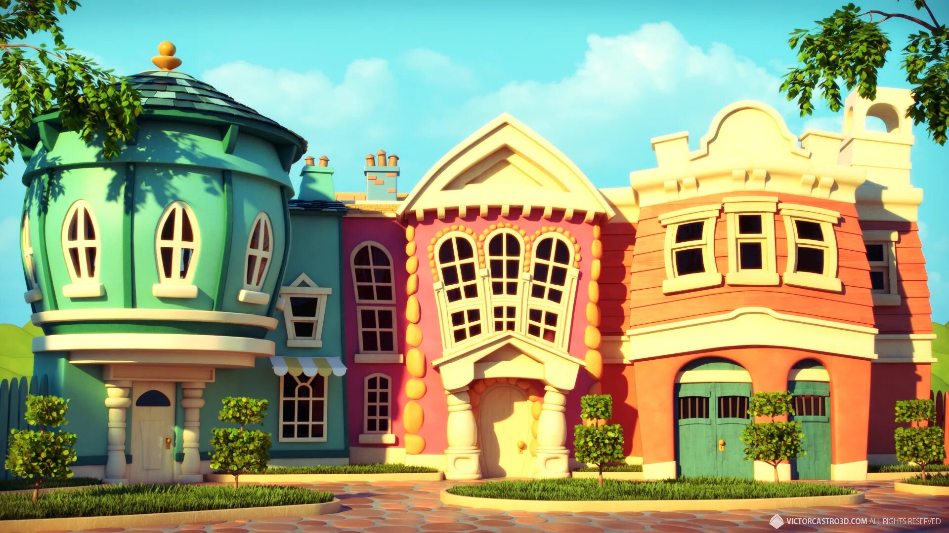Включи дом мир. 3d иллюстрация дом. Детский город домики 3д. Cartoon House фон.