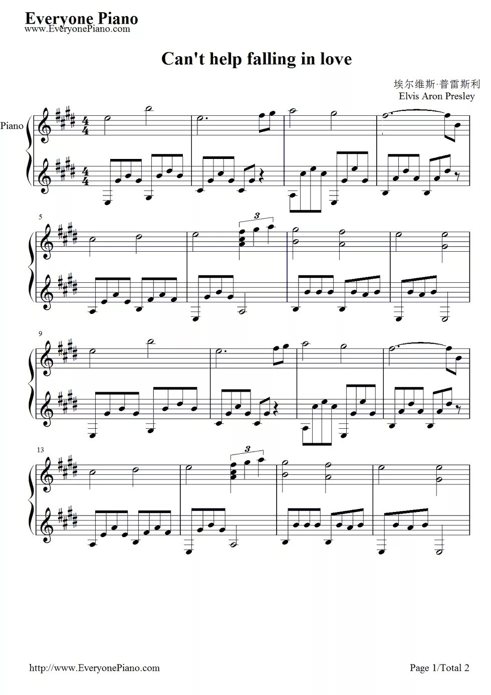 Фолин ин лов. Can t help Falling in Love Ноты. Elvis Presley can't help Falling in Love Ноты пианино. Elvis Presley cant help Ноты. Ноты для фортепиано Элвиса Пресли.