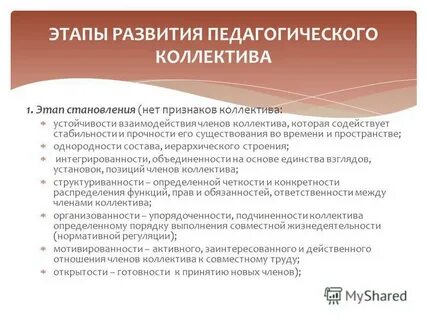 Этапы развития коллектива