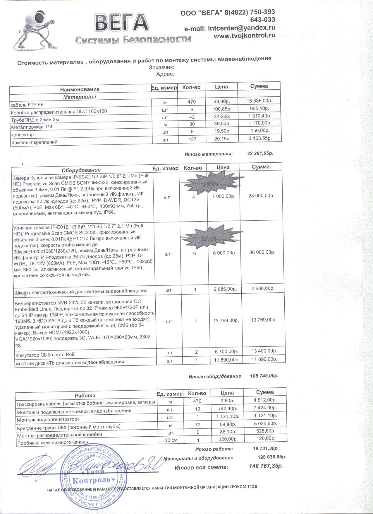 коммерческое предложение видеонаблюдение