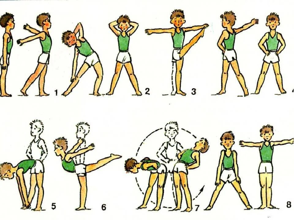 Физзарядка 7. Зарядка 15 упражнений для физры. Комплекс упражнений утренней гимнастики 10 упражнений. Упражнения для физры для детей 10 упражнений. Комплекс упражнений для дошкольников.