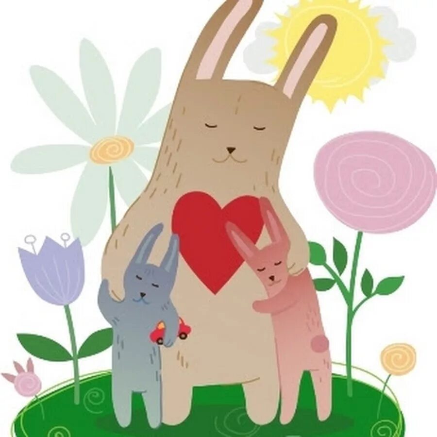 Мы зайчики мы котики мы мамины цветочки. Зайчик с мамой. Зайчик с мамой иллюстрация. Мама заяц и Зайчонок. Зайчик обнимает маму.