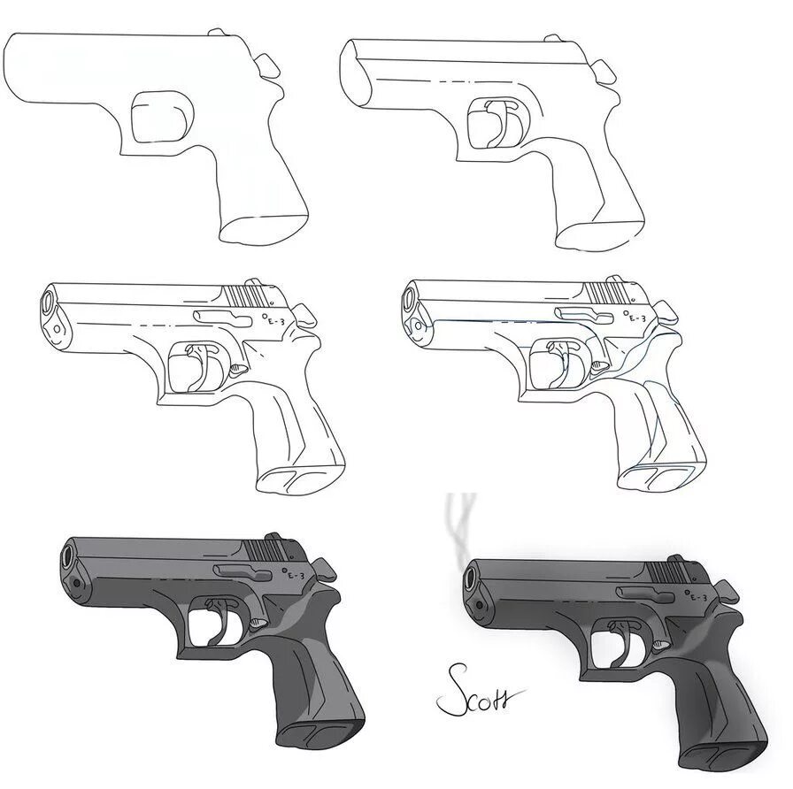 Оружие поэтапно. Рисунки для срисовки оружие.