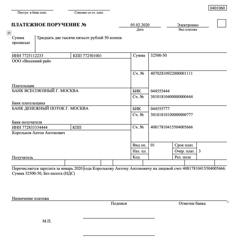 Образец платежного поручения зарплата сотруднику. Образец платежного поручения на зарплату сотруднику на карту. Образец платежки перечисление зарплаты на карту. Платежка для перечисления зарплаты на карту. Платежка перевод