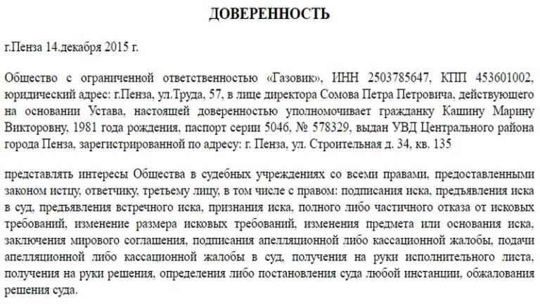 Представление интересов организации в суде