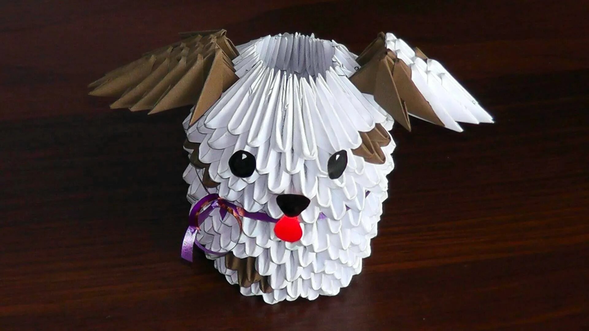 Модульное оригами. Оригами из модулей. Модульное оригами собака. Поделки из белой бумаги. 3 д поделки легкие
