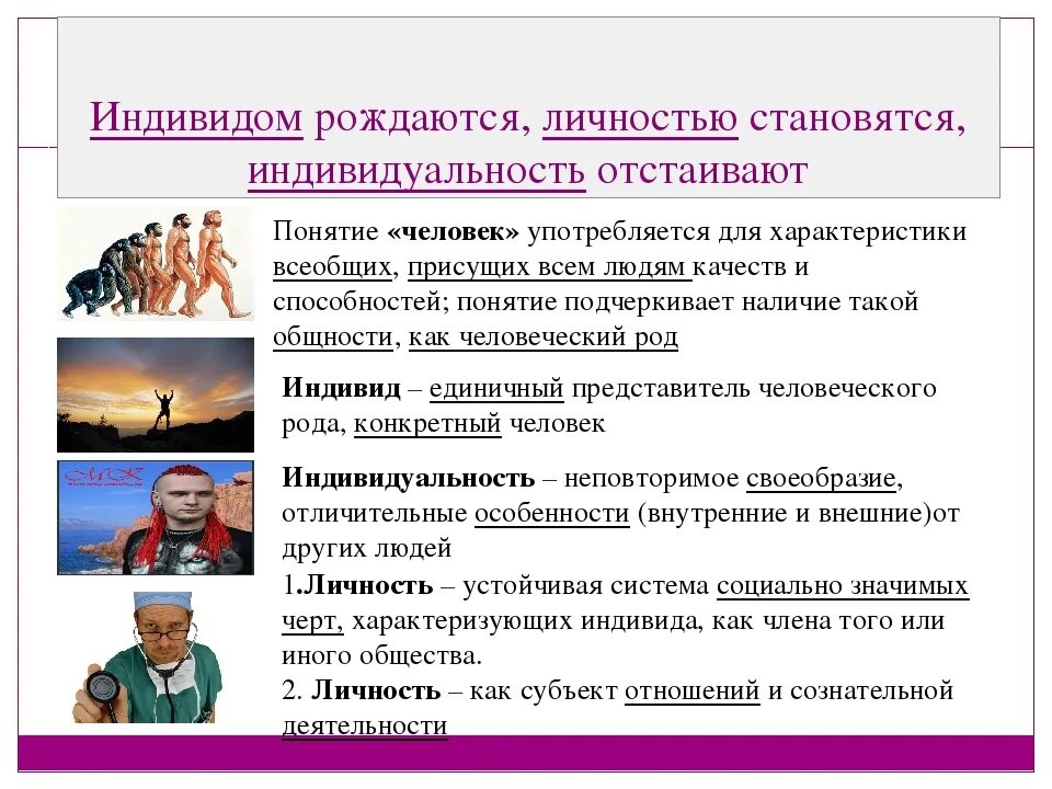 Человеком рождаешься личностью становишься. Индивид понятие по обществознанию. Человек индивид личность Обществознание. Человек это в обществознании. Индивид индивидуальность личность Обществознание.