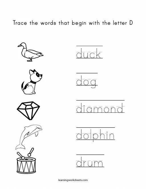 Trace d. Letter d words. trace the words. words with d. letters a and d задания с пропусками.
