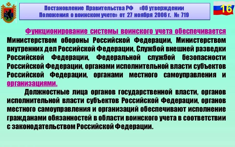 Изменения в 719 постановление. Автоматизация воинского учета. Постановление на воинский учет. Система воинского учета. Положение по воинскому учету.