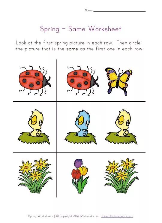 Spring worksheets for kids