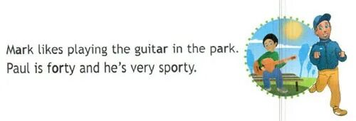 Mark likes playing the Guitar in the Park картинка. Mark likes playing the Guitar in the Park. Paul is Forty and he very sporty. Mark likes playing