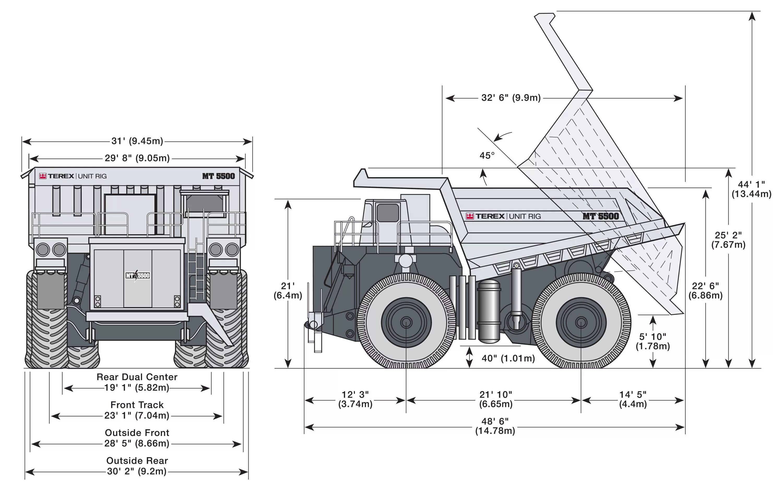 Большие габариты. Terex tr100 схема. Самосвал Terex MT 5500. БЕЛАЗ 7555 габариты. БЕЛАЗ кузов 7555 габариты.