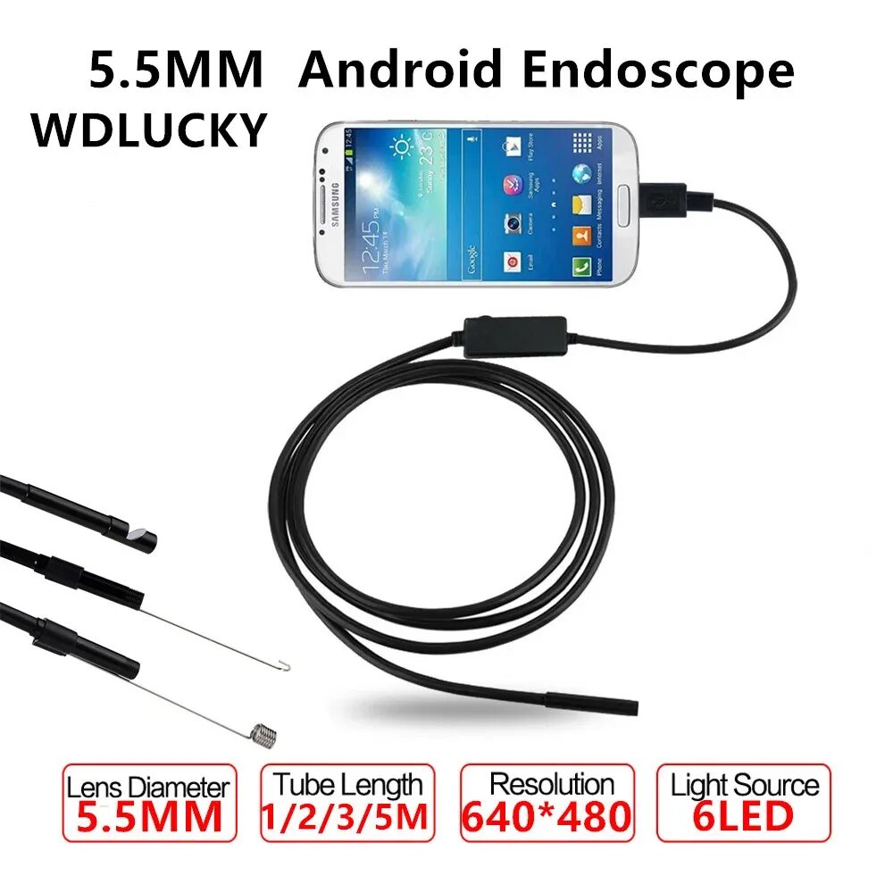 Эндоскоп 5,5 мм 7 мм USB Android. WDLUCKY эндоскоп 6.3 мм. Эндоскоп для андроид 12 мм. Эндоскоп для телефона андроид