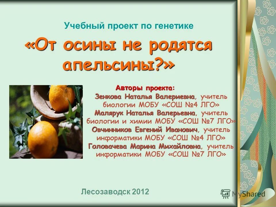 Пословица не родятся апельсинки