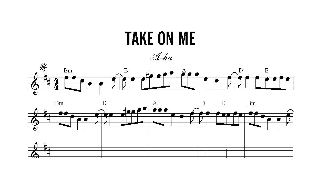 A ha take on me Ноты для синтезатора. Take on me Ноты для фортепиано. Ноты take on me на пианино. A-ha take on me Ноты. Нота ми гитара слушать