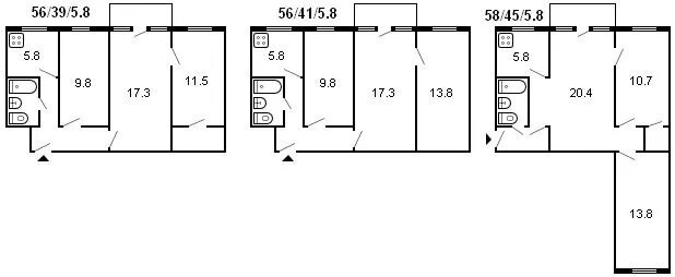 Планировка 3-х комнатной квартиры в 5 этажном доме. Типовые планировки 3 комнатных квартир в панельных домах. Хрущевка 1-335а планировка. План перепланировки 3-х комнатной квартиры хрущевки.