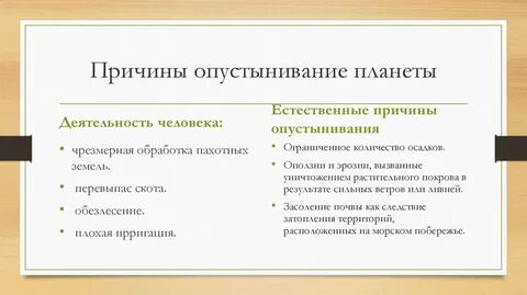 Опустынивание причины