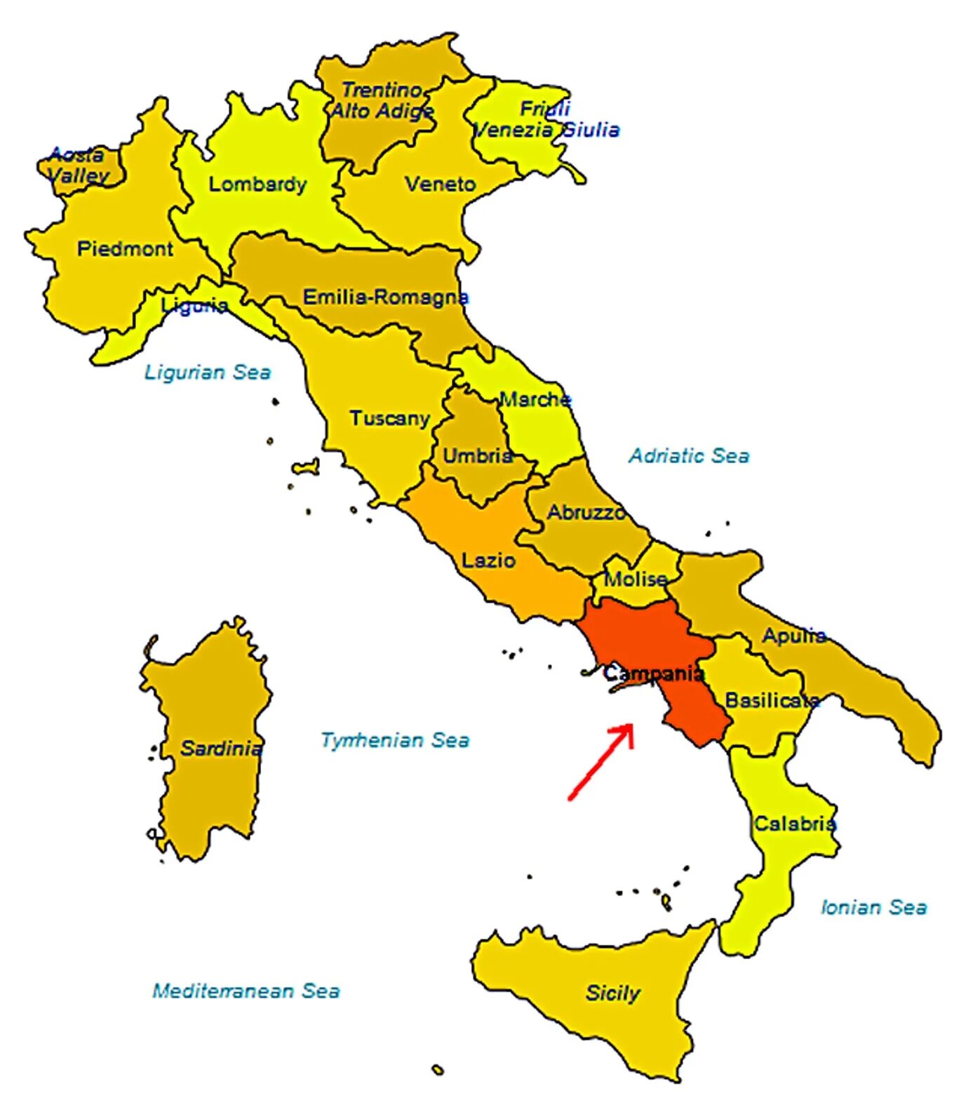 Италия части страны. Политическая карта Италии. Границы Италии на карте. Карта Италии с границами стран. Территория Италии на карте.