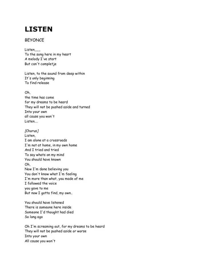 Die heart песня. Listen текст. listen beyonce текст. текст песни listen. listen to your heart текст.