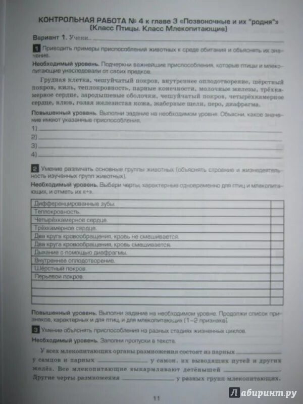 Лабораторная работа по биологии 7 класс птицы. 8 Класс биология работы Родыгина.