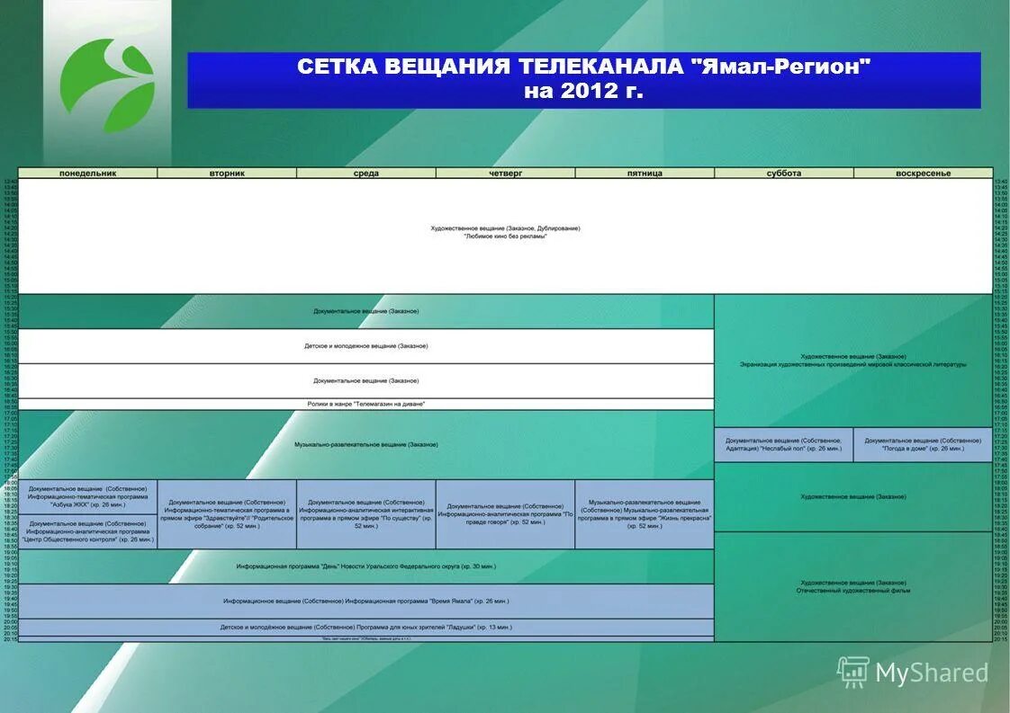 Канал ямал. Сетка вещания. Сетка вещания канала. Эфирная сетка вещания. Телеканал Ямал регион.