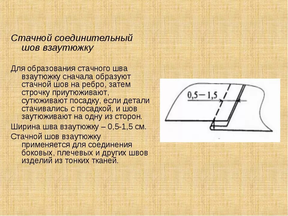 Раскроенный шов. Схема соединительного стачного шва в заутюжку. Стачной шов взаутюжку. Соединительный стачной шов в заутюжку. Машинный шов соединительный взаутюжку.