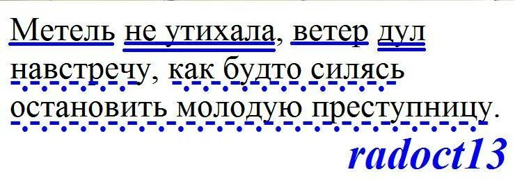 Давно не затихавшего. Синтаксический разбор предложения дул ветер. Метель не утихала ветер дул навстречу как. Сделать синтаксический разбор предложения утихла метель. Метель не страшна зверьку разбор предложения.