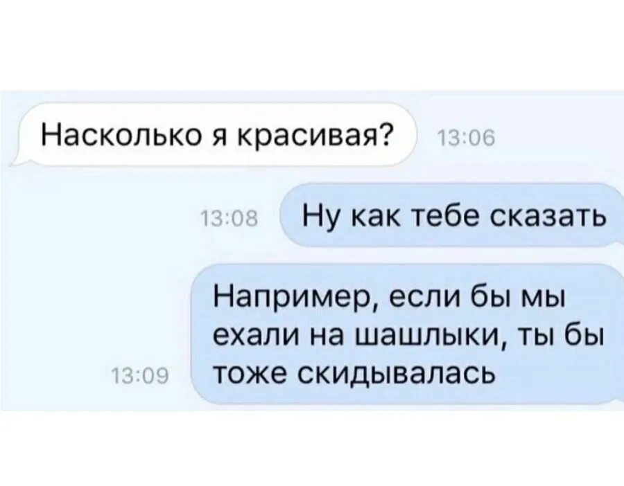 Я на шашлык скидываться не буду. Насколько как. Переписка про шашлыки. Поняла почему не скидывалась на шашлыки.