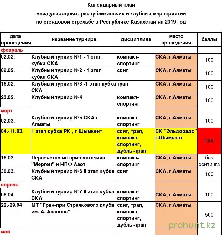 Единый календарный план соревнований