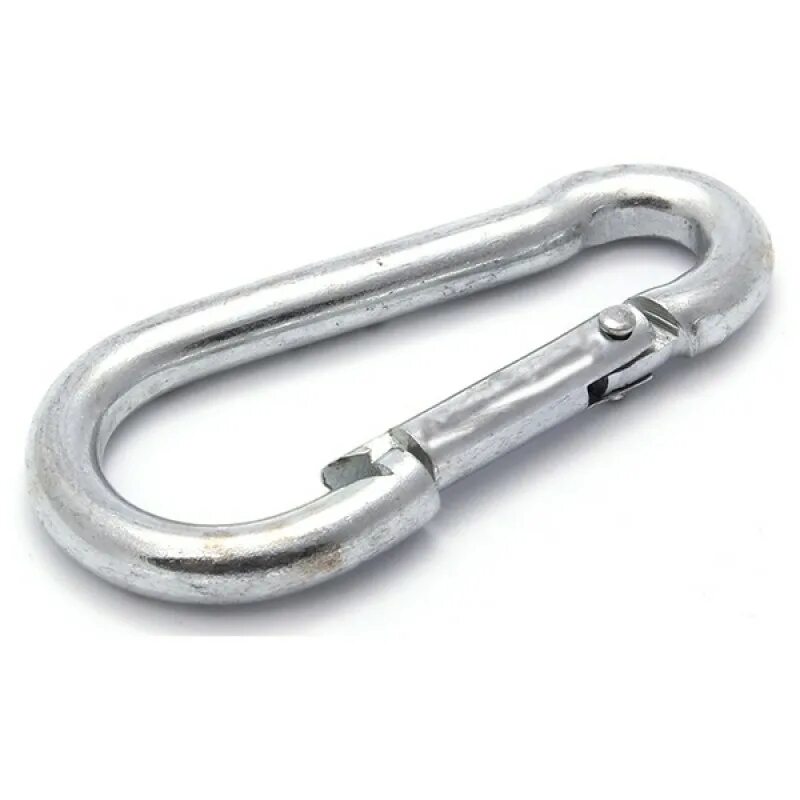 Карабин пожарный оцинк. - 1 шт. Узел крепления пожарного хомута для трубы. Пожарный крепеж. Карабин пожарный 8мм din 5299.
