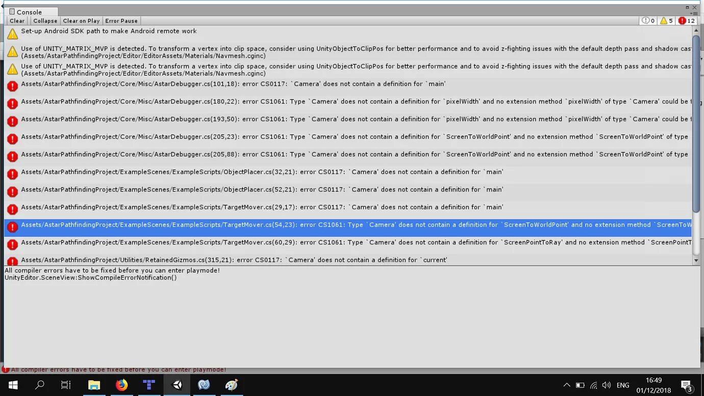 All Compiler Errors have to be fixed before you can enter PLAYMODE. C_Compiler_Error. Unity Error. Ошибка в консоли. Has the issue been fixed