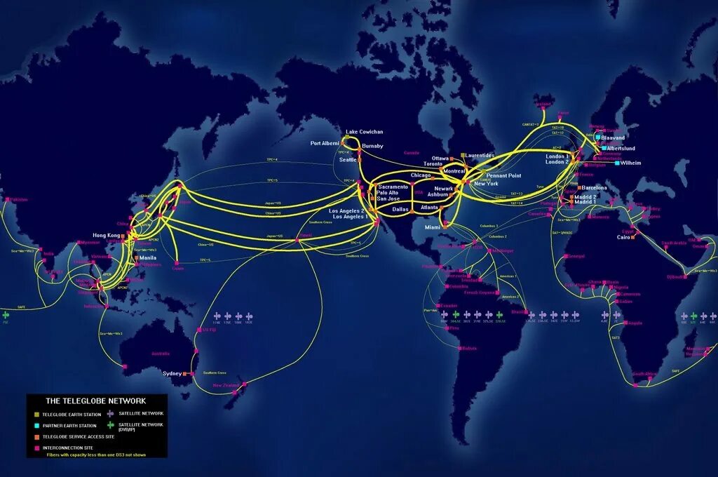 Интернет по всей россии. Карта подводных оптоволоконных кабелей.