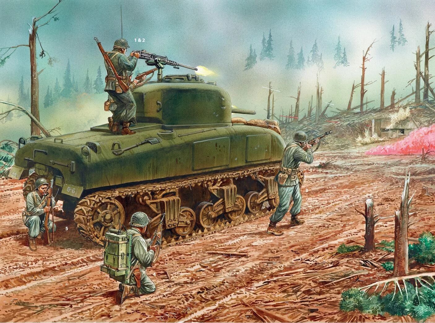 Танк Шерман 1944. Танк Шерман арт. Peter Dennis Art ww2. Танк ww2 Британи. Первая битва танков