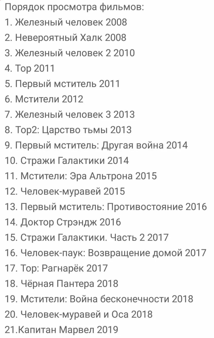 Хронология Мстителей Марвел.