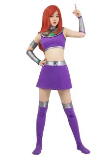 Teen Titans Starfire Cosplay Costume Top Skirt-dazcos.com.