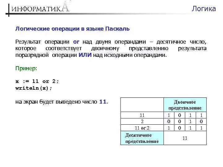 Выражения операции операнды. Логические операции на языке Паскаль. Логические операции в Паскале. Логические операторы языка Pascal. Логические операции в Паскале примеры.